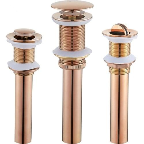 Pop Up Drains Brass Lavatory Basin Push Down Drainer Bathroom Parts Faucet Accessories Rose gold Pop-up Drain Free Shipping