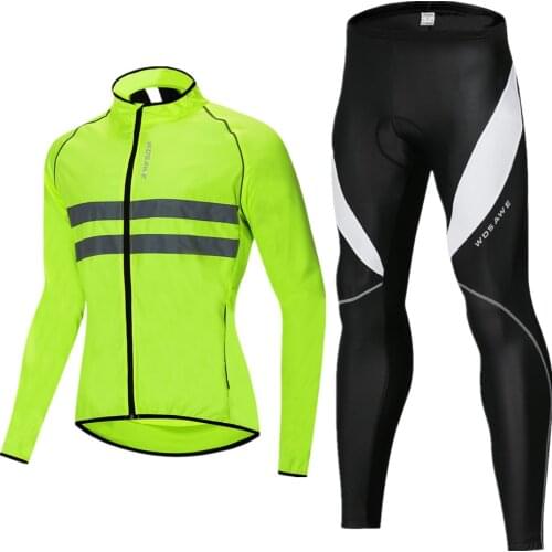 WOSAWE Cycling Jacket Men Windbreaker Windproof Water Repellent Breathable Light Weight Bike Riding Jacket Vest Reflective Coat