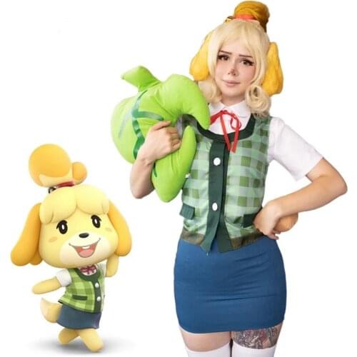 Animal Crossing Isabelle Cosplay Costume Game Animal Crossing New Horizons Costume Women Uniform Outfit Tail Headwear