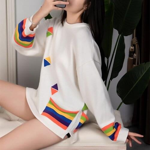 Sweater Womens Japan Style Loose Front Short Back Long Shirt With Hem Split Out Wear Pullover