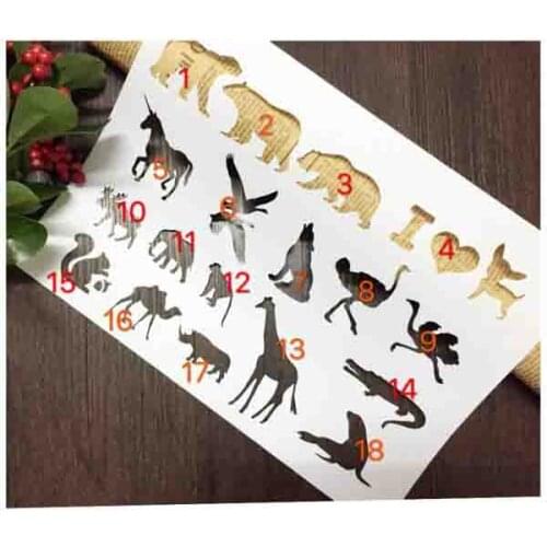 Animal Bear Unicorn Bird Scrapbooking card DIY album masking spray painted template drawing stencils laser cut template KW692405