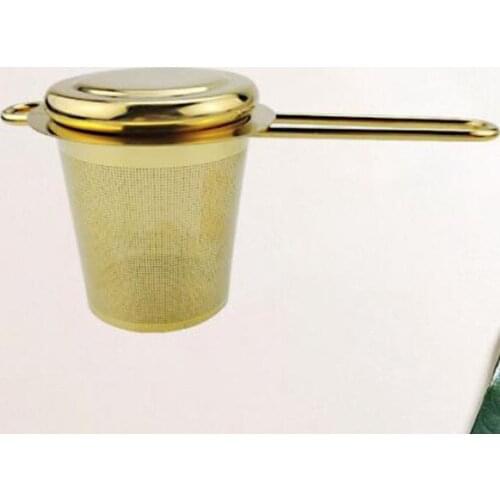 Stainless Steel Gold Tea Strainer Folding Foldable Tea Infuser Basket for Teapot Cup Teaware Wholesale