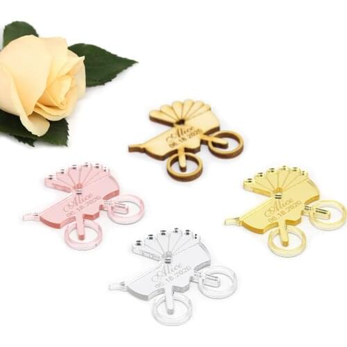 25 Personalized Baptism Baby Carriage Mirror Customized Baby Name Baby Shower Birthday Christening Candy Box Favors Party Decor