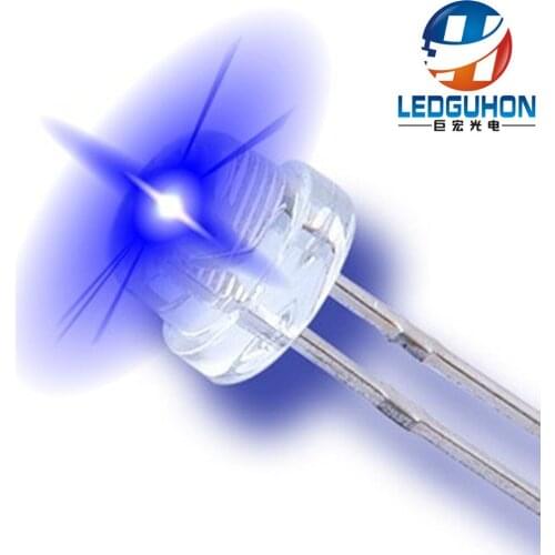 5mm straw hat blue light led with water clear lens short legs
