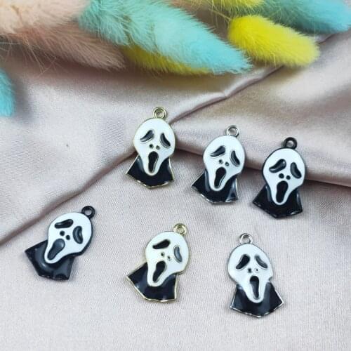 ApeUr 10pcs Halloween Charms Alloy Skeleton Avatar Mask Charm Pendants for Necklaces Earrings Keychain DIY Jewelry Findings