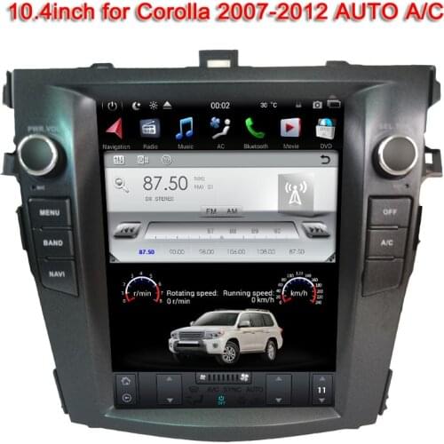 10.4inch vertical screen Tesla style android 7.12 car gps player for toyota corolla auto 2007-2011 with 2G RAM 32G ROM RADIO