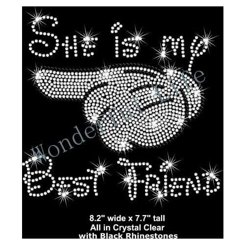 Free Shipping hand Best Friends iron on rhinestone transfer Iron On Transfer Hot Fix Bling