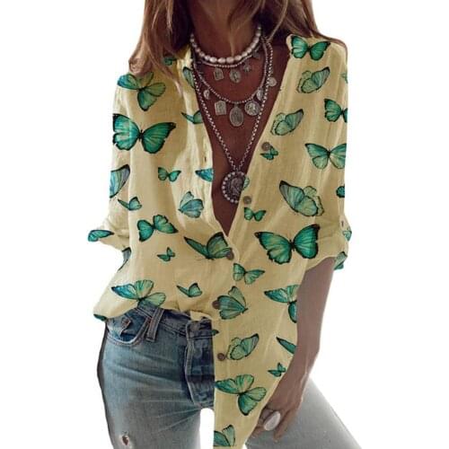 Plus Size Women Shirt Animal Print Blouse Office Lady Single-Breasted 3/4 Sleeve Lapel Blouse Summer Dating Shirts