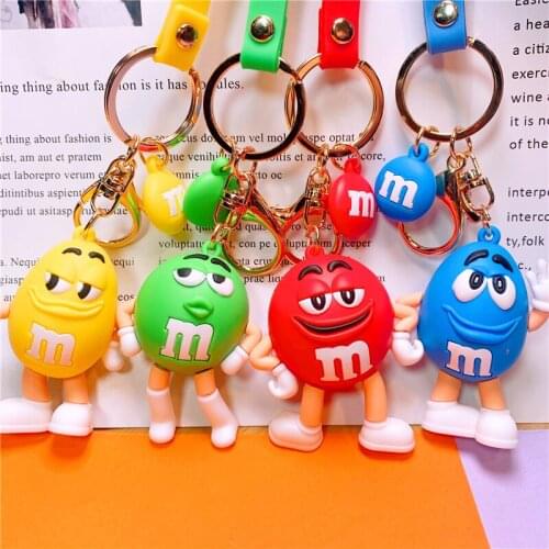 Creativity Cute M Bean Cartoon Keychain Web Celebrity Hot Style Key Chains Men Women Ornaments Satchel Keyring Accessories Gift