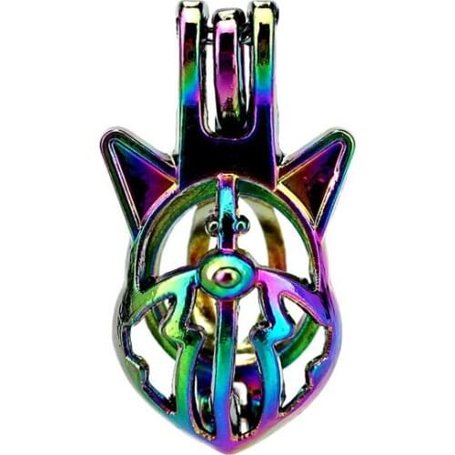 C524 5pcs/lot COLORS Multicolor Cat Beads Cage Pendant Locket Fairytale Party Essential Oil Diffuser
