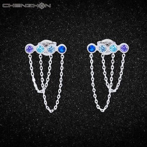 CHENZHON 2020 Tassel Earrings For Women 925 Silver Charms Jewelry CZ Birthday Gift For Gf New Luxury Design Box Free s925 Jewels