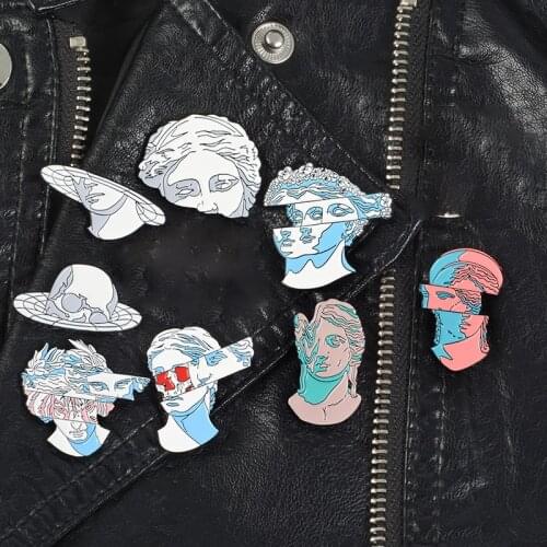 Statue Pin Sculpture Enamel Pin Greek Statues Angle Lapel Pin Badgess for Clothes Bags Backpacks Brooches for Men Women