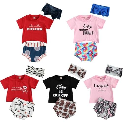 FOCUSNORM Valentines Days Infant Baby Girls Boys Clothes Sets 3pcs Short Sleeve T Shirts Tops Pattern/Snakeskin Shorts Headband