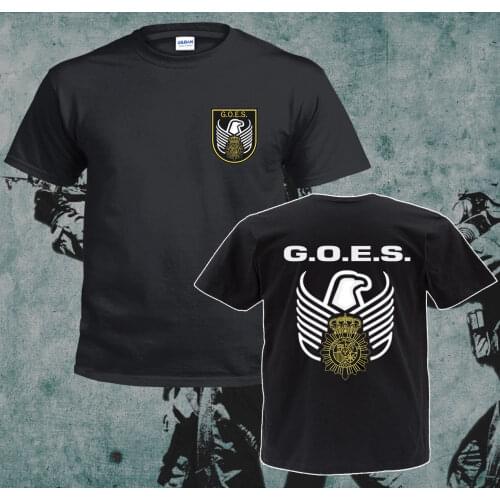 New Letter Print Inspired Spain National Police Special Forces GOES Logo Espana Policia T-Shirt Men Cotton Tees Shirt