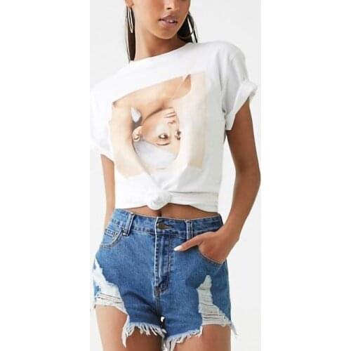 Pop Singer Ariana Grande T Shirt Women Hip Hop Tops Ulzzang Casual Cotton Tshirt Harajuku Kawaii Tees Female Oversized T Shirt