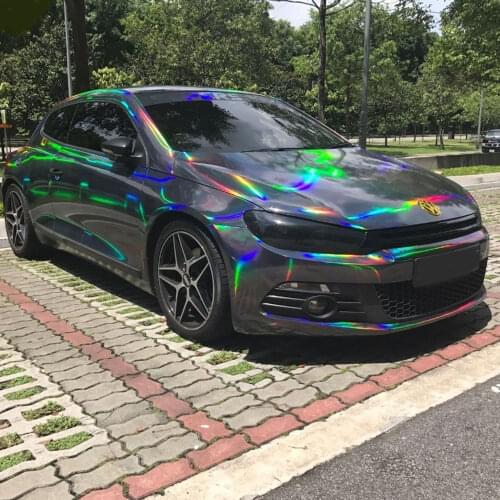 1.52Mx18M Holographic Laser Chrome Black Car Stickers Car Whole Body Wrap Vinyl Film Sticker Decals Roll
