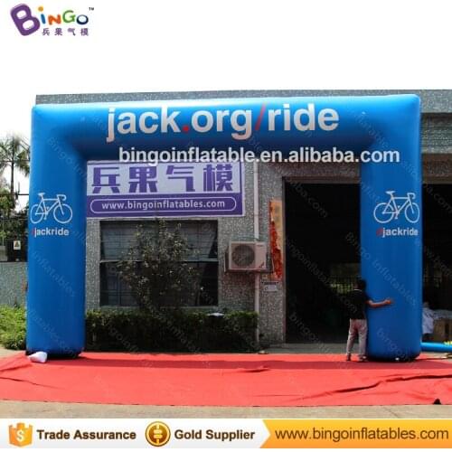 Customized 8X5.2X1.2 meters blue inflatable arch PVC tarpaulin material inflatable archway with digital printing toys