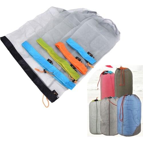 Kcamping Sports Ultralight Mesh Stuff Sack Drawstring Bag Backpack Foldable Storage Bags Color Random 5 Sizes
