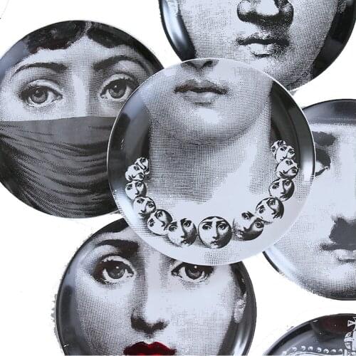 Ceramic Face Disc Home Living Room Home Decoration Wall Hanging Artwork Girl Pattern Desktop Ornaments Jewelry Disc Storage Tray