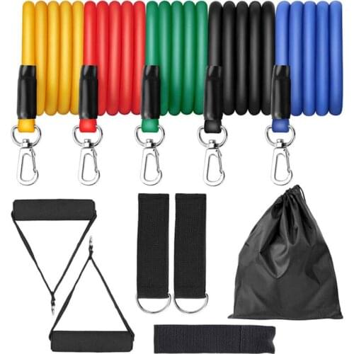 11pcs Exercise Resistance Bands Set Expander Yaga Pull Rope Gym Training Fitness Band Home Workout With Door Anchor Ankle Strap
