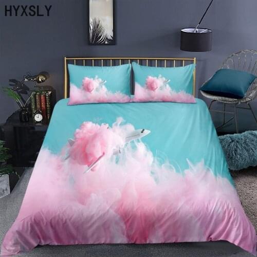 Colorful Cloud Bedding Set Queen King Size Duvet Cover Bed Linen Rainbow Print Comforter Home Textiles Girls Bedclothes 135*200