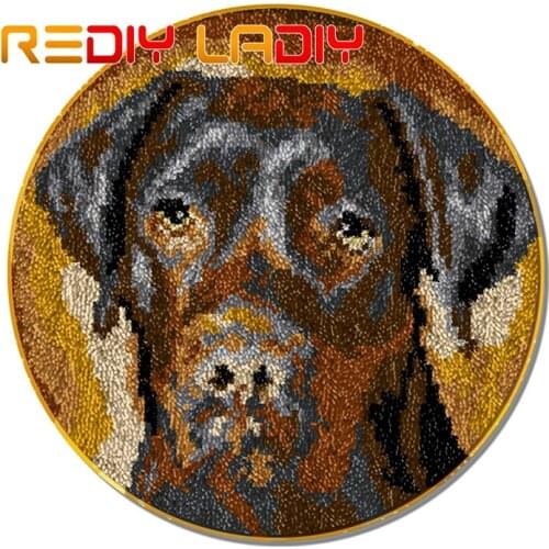 Latch Hook Rug Animals Dog Crocheting Carpet Rug Acrylic Yarn Pre-Printed Canvas Cushion Mat Crochet Tapestry Latched Hook Kits