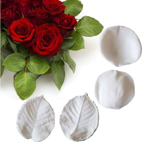 Rose Petals & Leaves Silicone Mold Fondant Cakes Decorating Tool Molds Sugarcraft Chocolate Baking Tools For Cakes Gumpaste Form