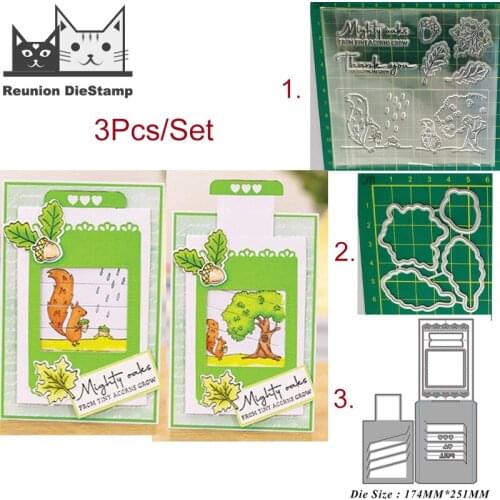 Squirrel and Pine Cones Agency Card Metal Cutting Dies and Stamps Stencil for DIY Scrapbook Photo Album Embossing Paper Card