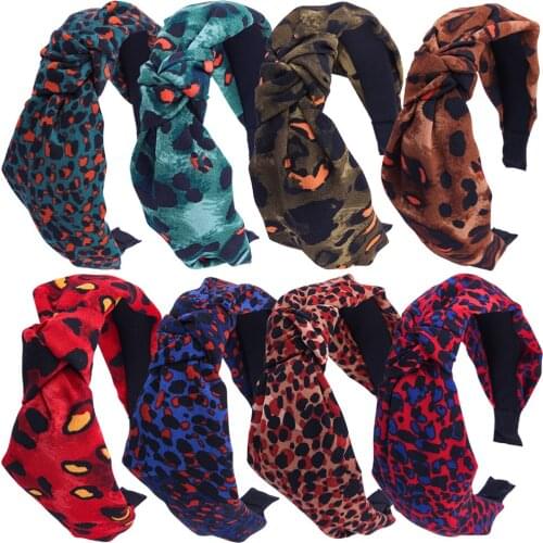 Fashionable and generous cross bow ladies headband headdress leopard print headband handmade headband hair accessories girl gift