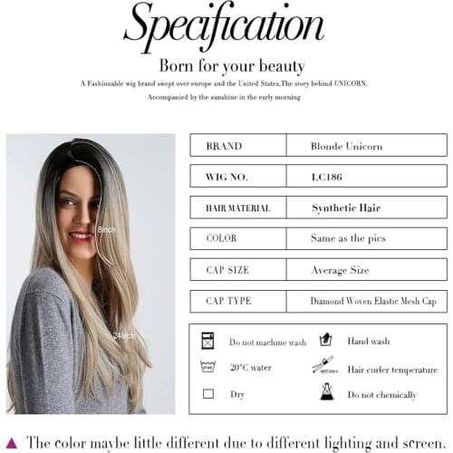 Fashion Women Black Ombre Blonde Long Curly Wavy Hair Full Cosplay Wig