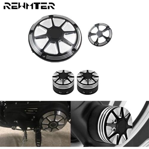 Motorcycle CNC 5 Holes Derby Timer Timing Cover+ Front Axle Nut Cover Cap Bolt For Harley Touring Dyna Heritage Softail FLHX