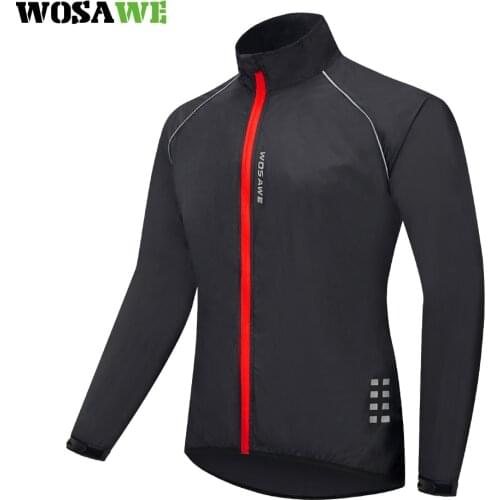 WOSAWE Mens Cycling Jacket Water Repellent MTB Bike Windbreaker Breathable Reflective Lightweight Jacket Summer