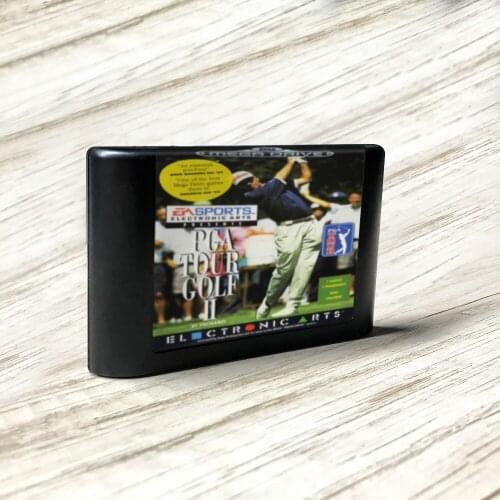 PGA Tour Golf II - EUR Label Flashkit MD Electroless Gold PCB Card for Sega Genesis Megadrive Video Game Console