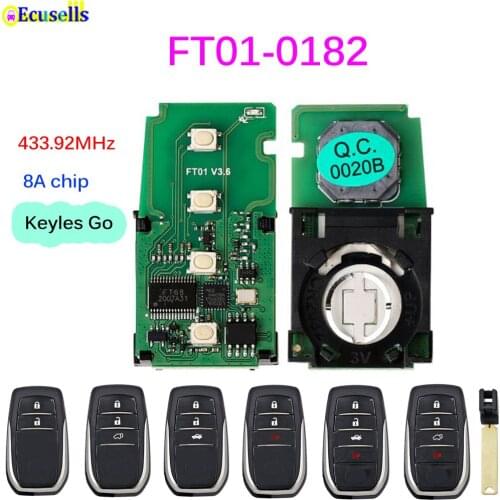 Lonsdor FT01-0182 Circuit Board Number 0182 433MHz 433.92MHz 8A Chip Car Remote Smart Key PCB for Toyota Fortuner Hilux
