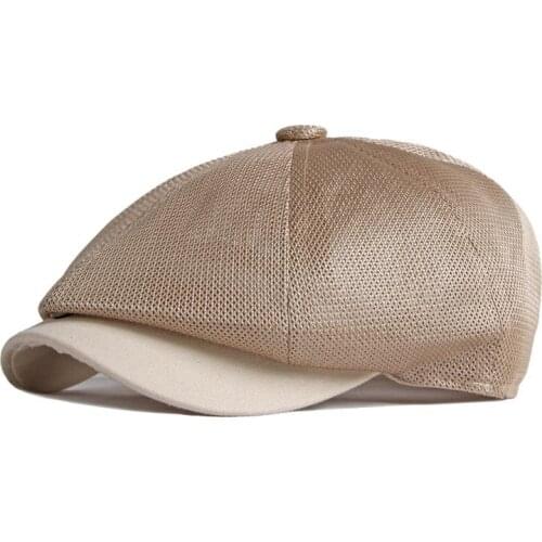 QPALCR Casual Eight-blade Caps For Men Newsboy Cap Painters Hat Hollow Mesh Berets Herringbone Flat Cap gavroche Octagonal Hats