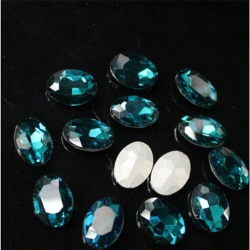 Various Size Zircon Blue Color Oval Shape Hand Craft Pointback Rhinestones Glass DIY Crystal Rhinestone Garment Dress Decoration