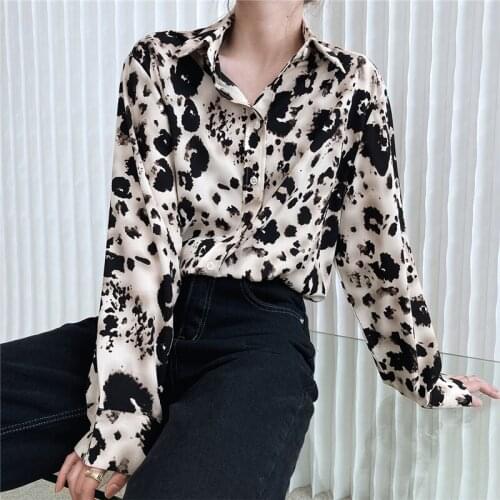 LMQ NEW Women Leopard Print Shirt Loose Lazy Wind Early Spring Fashion French Light Mature Long Sleeved Chiffon Blouse Tops