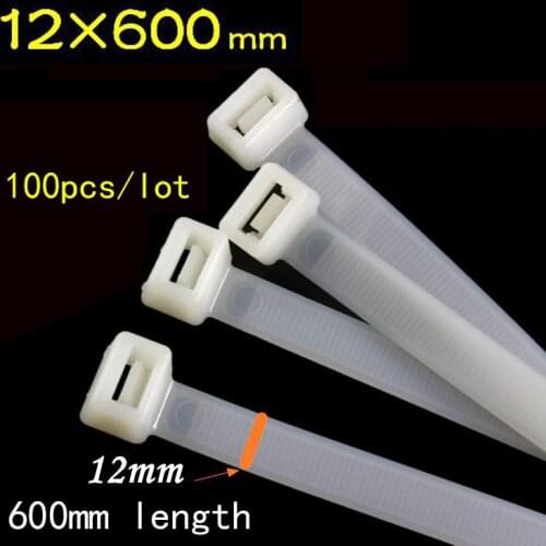 12*600mm Self-Locking Plastic Nylon Cable Tie Wire Organizer Cord Rope Holder for Laptop PC TV Disposable Label Tag 100pcs/lot