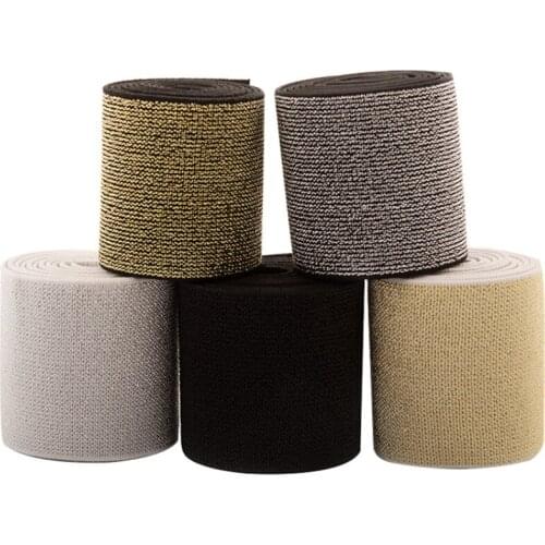 Silver Wire Gold Wire Wide Flat High Density Elastic Thickened Elastic Belt Clothing Waistband Decoration DIY