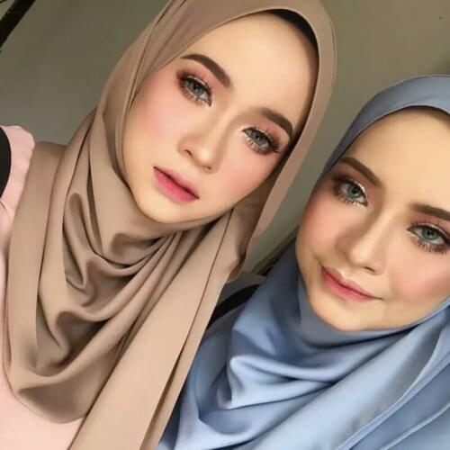 2019 New Silk Muslim Wrap Instant Hijab Women Scarf Shawl Headscarf Satin pashmina Bandana Islam foulard femme musulman Turban
