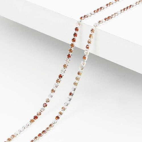 Super Shiney 3.0mm AB Crystal Cup Claw Rhinestone Chain Silver Base Glue-on Ornament Accessories DIY Appliques Trim