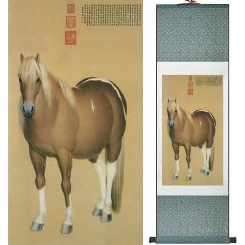 Traditional Chinese art painting Horse art painting Silk scroll art painting Horse painting051815
