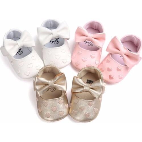 Classic love embroidery baby soft-soled toddler shoes soft-soled anti-skid bow all-match baby baby princess shoes