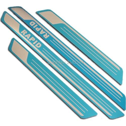 For Skoda Rapid 2014 2015 Ultrathin Stainless Steel Door Sill Scuff Plate Guard Pedal Protective Sticker Car Styling Accessories
