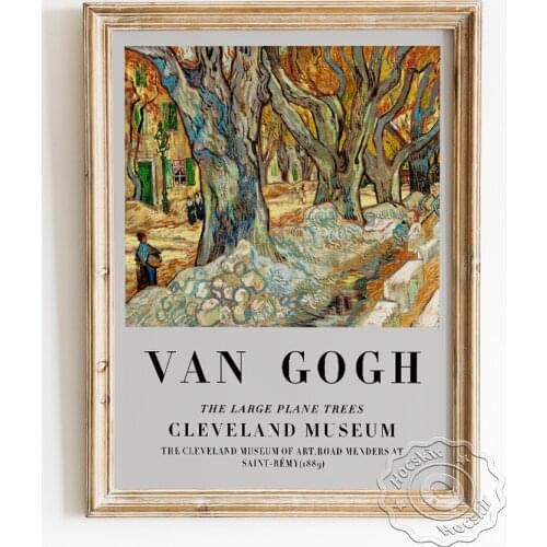 Vincent Van Gogh Exhibition Museum Art Prints Poster, The Large Plane Trees Canvas Painting, Vintage Wall Picture Home Decor