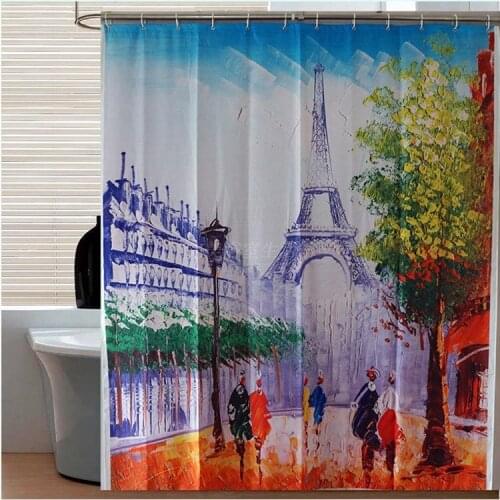 Autumn in Paris street waterproof Bath curtain gift for kids creative decor