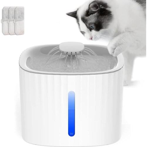 Pet Water Fountain 84oz/2.5L Healthy Cat Water Dispenser Intelligent Pump with LED Indicator Alert for Cats Small to Medium Dogs