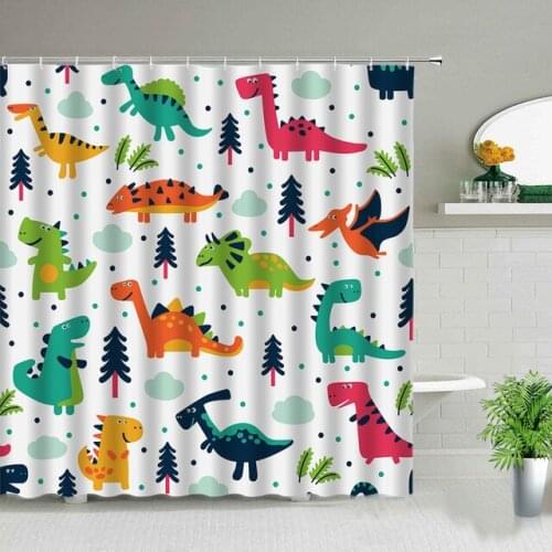 Cartoon Dinosaur Shower Curtains Kids Bathroom Curtain Polyester Fabric Thicken Waterproof Mildewproof Partition Bath Curtain
