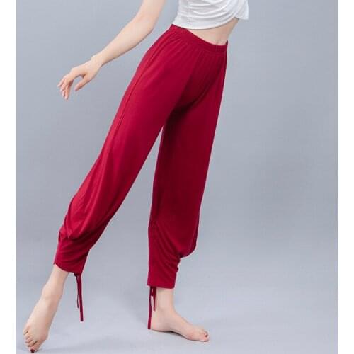 Women Modal Loose Wide Leg Yoga Pants Angle Bandage Lace Up Dance Trousers Breathable Comfortable Soft Fitness Sports Sexy Pants