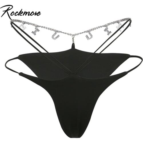 Rockmore Thin Strap Hollow Panties Women Sexy G-String Lingerie Low Rise Thong Breathable Female Solid Chain Briefs Underwear